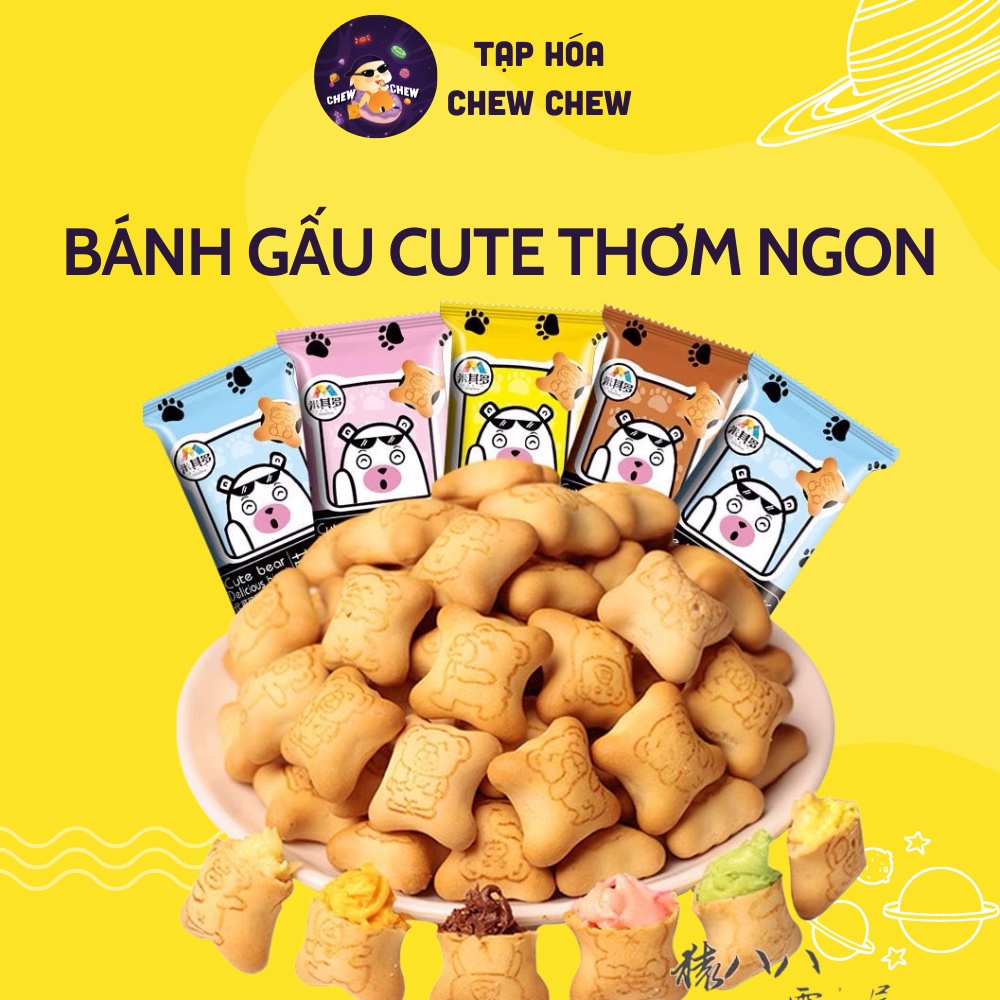 Bánh gấu nhân kem nhiều vị đồ ăn vặt vừa ngon vừa rẻ gói 10g-Tạp hóa chew chew