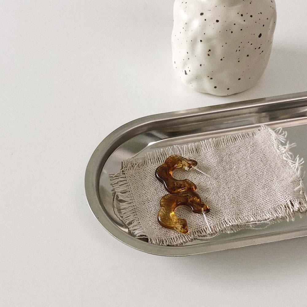 Khuyên Tai Hình Chữ C Màu Caramel Đơn Giản Thời Trang Cho Nữ