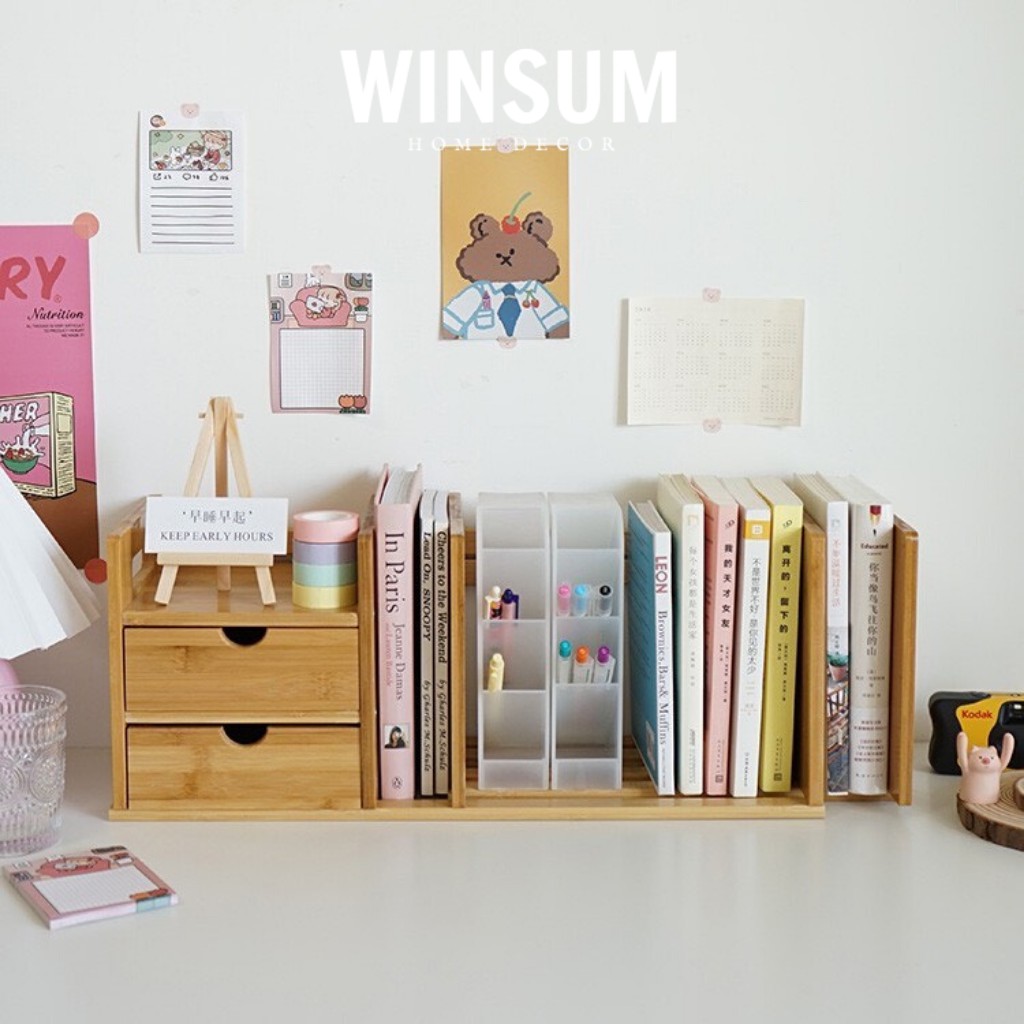 Giá Sách Gỗ Để Bàn Có Thanh Trượt Thay Đổi Chiều Dài - Winsum.decor | BigBuy360 - bigbuy360.vn