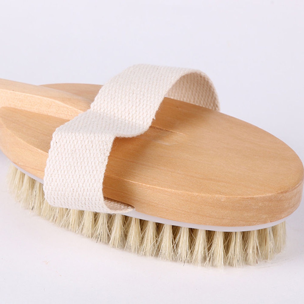 Bàn chải tắm cán dài bằng gỗ giúp massage tẩy tế bào chết cho da có thể tháo rời