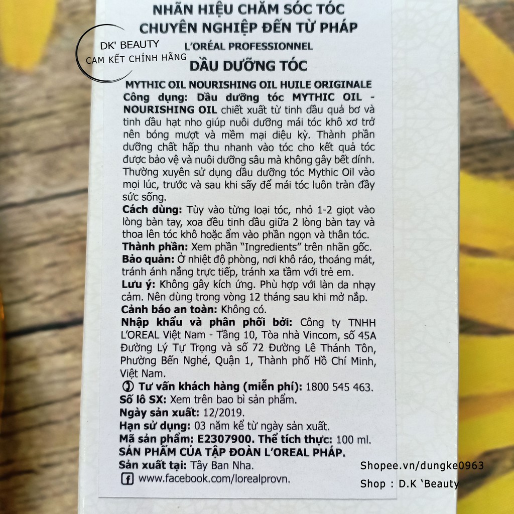 🎁TINH DẦU LOREAL DƯỠNG TÓC SUÔN MƯỢT MYTHIC OIL - 100ML | BigBuy360 - bigbuy360.vn