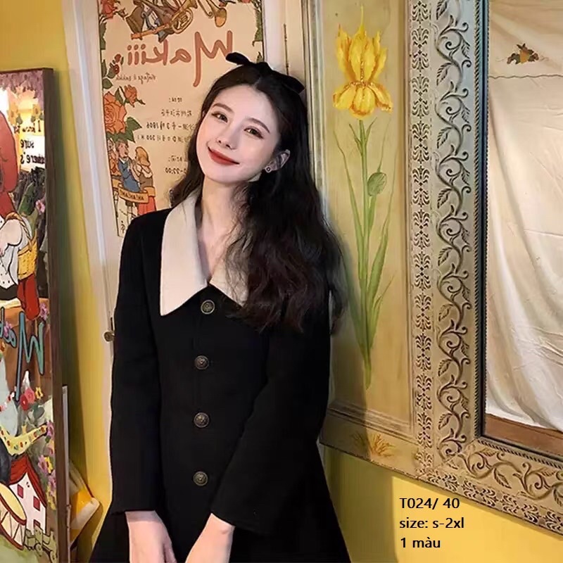 Váy dáng chữ A phong cách Hepburn - thiết kế cổ áo Polo thanh lịch, sang trọng