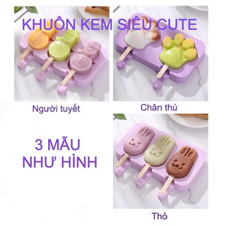 [HOT2020] Khuôn làm kem thạch hình thú silicon tặng kèm 50 que gỗ, có nắp đậy có thể xếp chồng lên nhau trong tủ lạnh