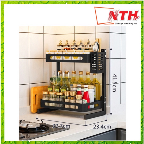 KỆ GIA VỊ 2 TẦNG INOX SƠN TĨNH ĐIỆN