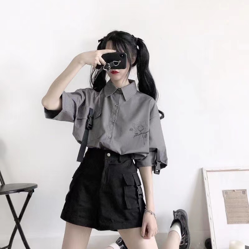Set Áo Sơ Mi + Quần Short Thiết Kế Mới Năng Động Thời Trang Dành Cho Mùa Hè