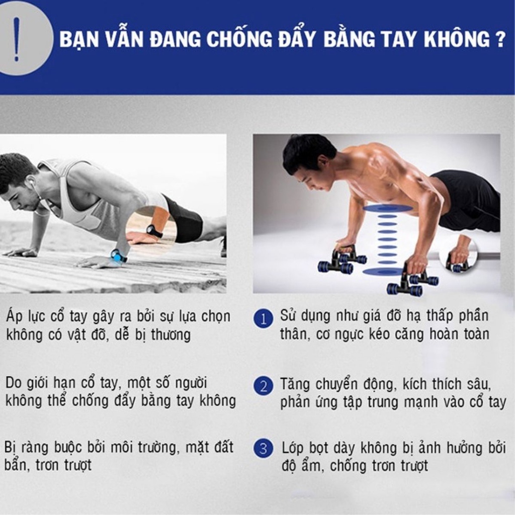 Dụng Cụ Hít Đất Chống Đẩy Chữ U Tại Nhà, Hàng Cao Cấp Loại 1