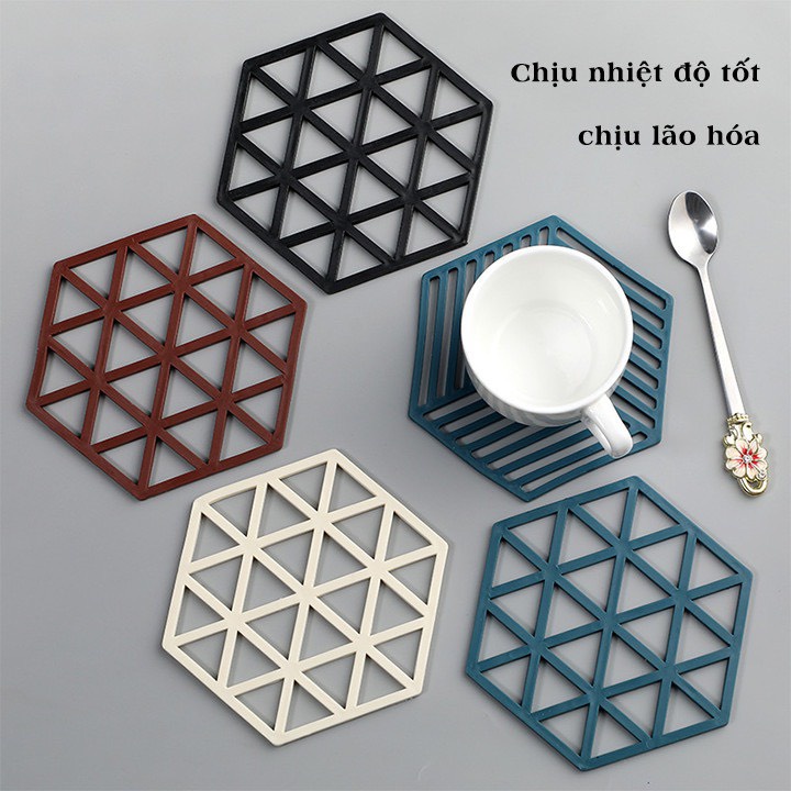 Miếng Lót Cốc,Lót Nồi, Đế Lót Nồi Bát Đĩa Cách Nhiệt Chất Liệu Silicol Họa Tiết Hình Học Chống Trơn Trượt_CC