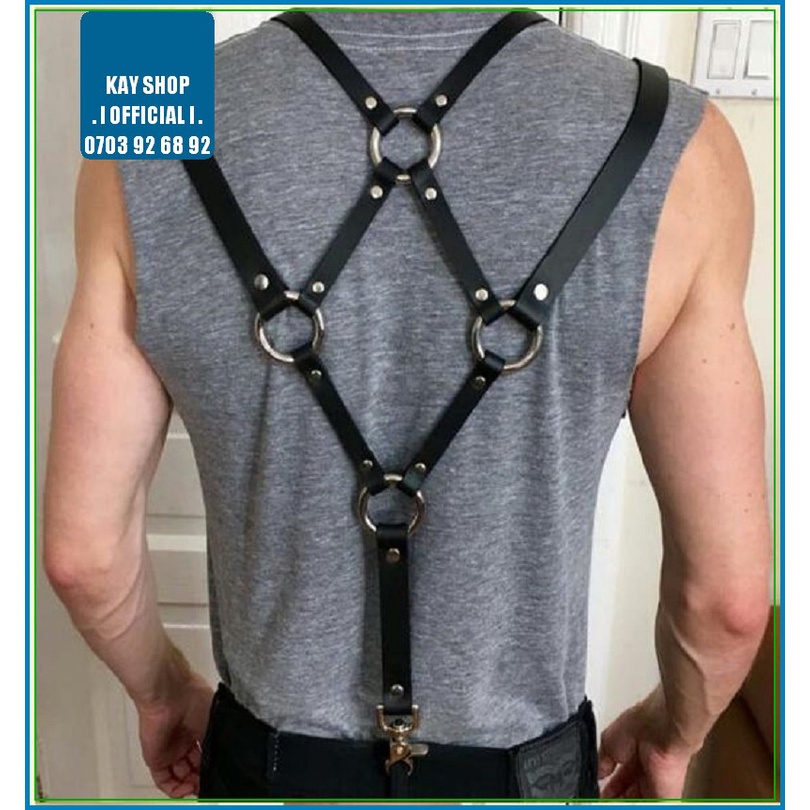 Đai ngực dây sexy da PU cho nam có khoen gài đóng gợi cảm quyến rũ mới lạ có móc cài quần