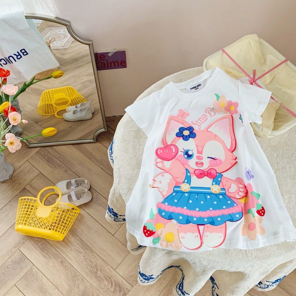 Áo Thun 100% Cotton Nguyên Chất In Họa Tiết Hoạt Hình Thời Trang Mùa Hè Phong Cách Hàn Quốc Dành Cho Bé Gái 2022