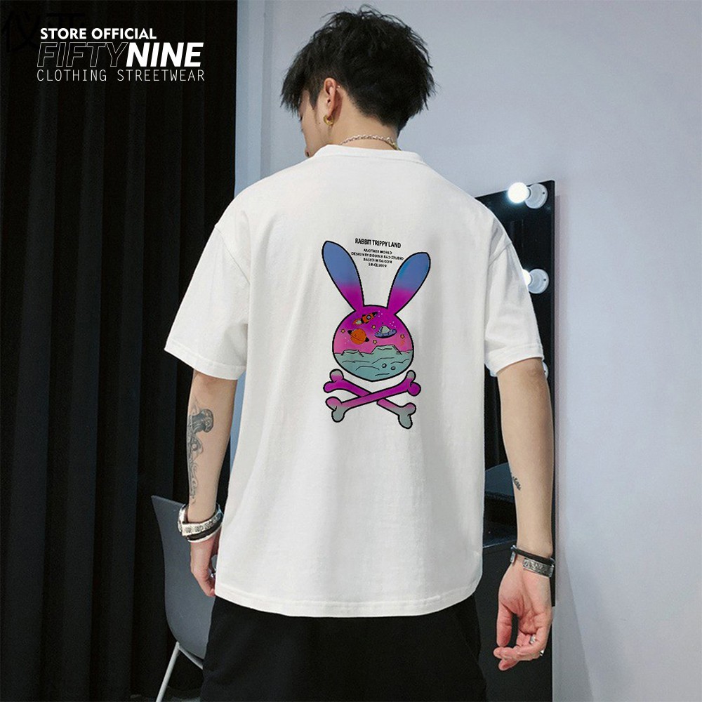 Áo Thun Tay Lỡ In Thỏ Trippy Land Unisex Freesize Dưới 75kg ATIN13 | BigBuy360 - bigbuy360.vn