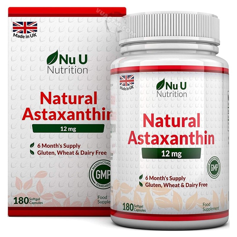 Viên uống Nu U Nutrition - Natural Astaxanthin 12mg  - Hỗ trợ sức khỏe mắt, da và tim mạch - Chính Hãng