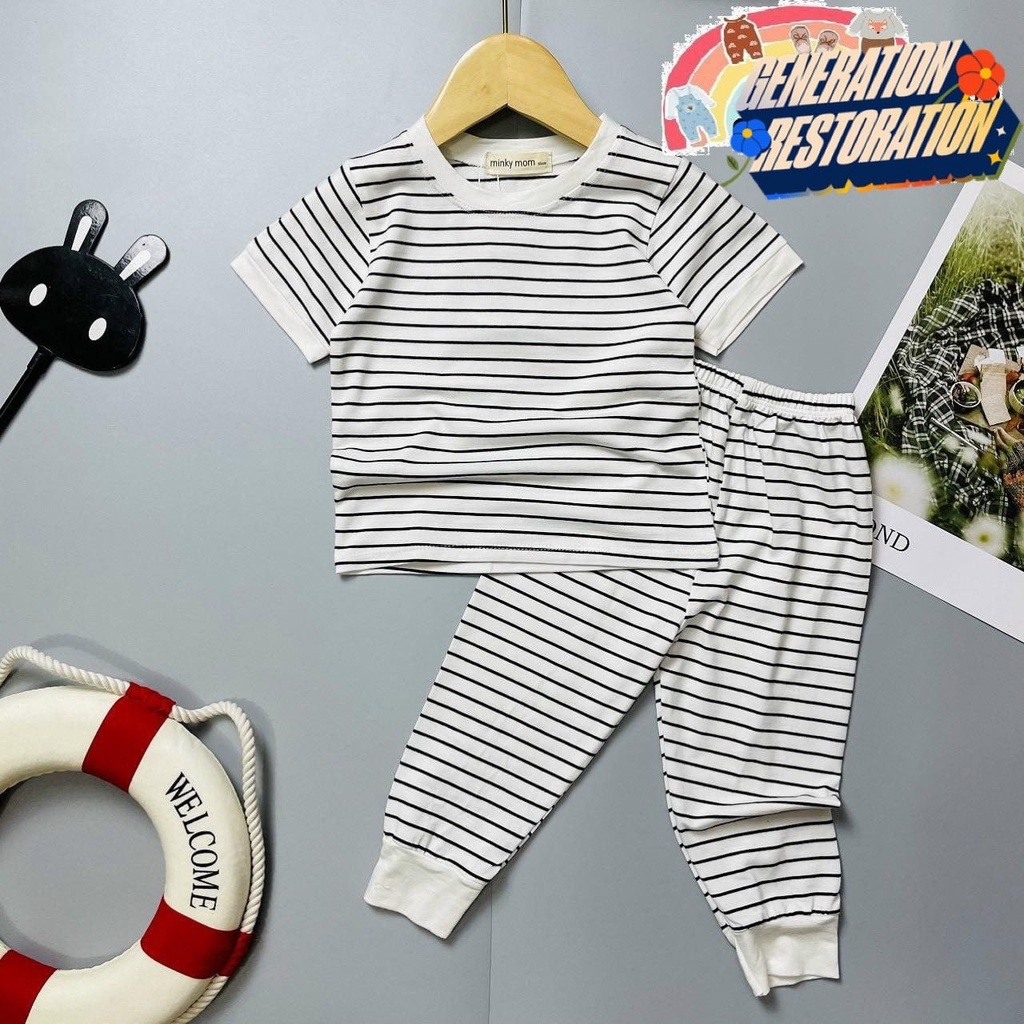 Đồ bộ cộc kẻ quần dài dành cho bé trai bé gái chất liệu cotton mềm mại ATKID Việt Nam