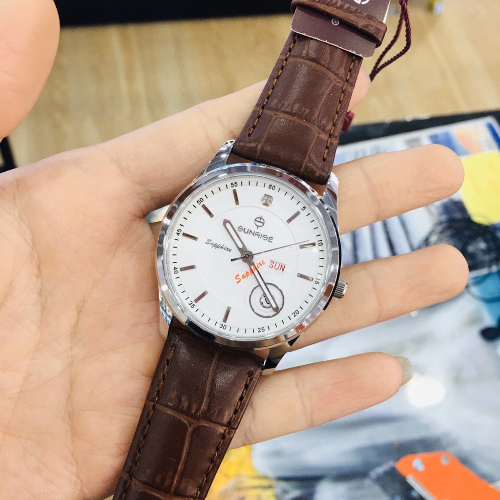 Đồng hồ nam sunrise DM784SWA  chính hãng full box , Mặt kính sapphire chống xước , chống nước bảo hành 3 năm | BigBuy360 - bigbuy360.vn