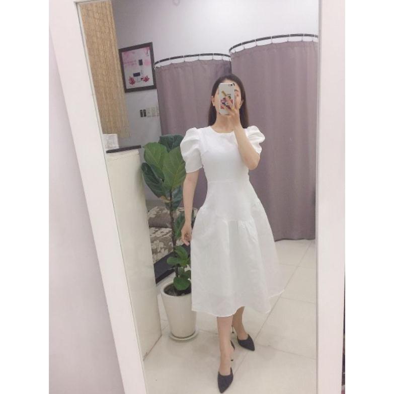 👗 Lam.boutique 👗 Đầm trắng dự tiệc xòe vải gấm cao cấp