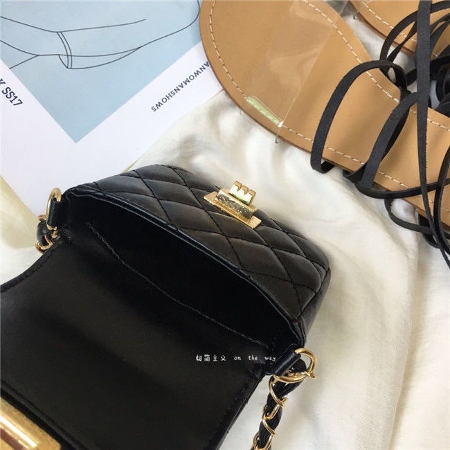 Túi mini dây xích da cao cấp lingge túi đeo chéo thời trang màu đen giá rẻ