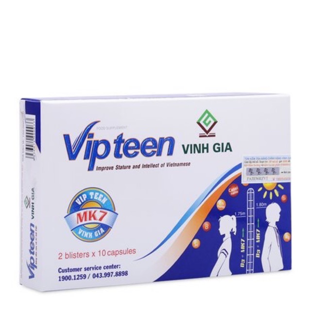 [Bảo Lâm ] - (Nhà Thuốc) Vipteen bổ sung chất dinh dưỡng phát triển chiều cao & trí tuệ cho trẻ (2 vỉ x 10 viên)