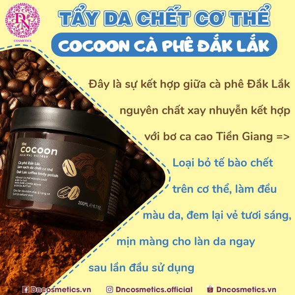 Tẩy tế bào chết làm sạch da Cocoon Cà Phê Đắk Lắk Coffee Body Polish 200ml