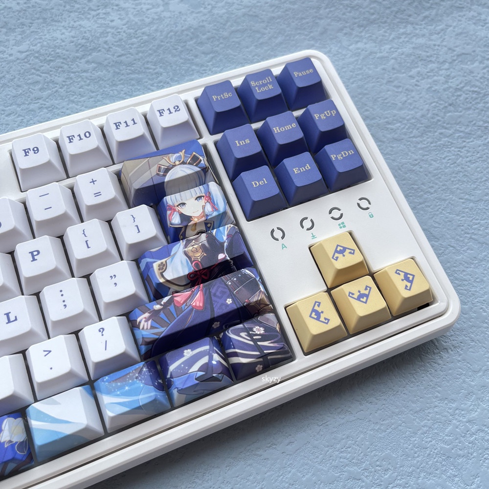 128 phím Kamisato Ayaka Keycaps Cherry Profile Genshin Impact Chủ đề Anime PBT DYE SUB Bàn phím cơ học Keycap