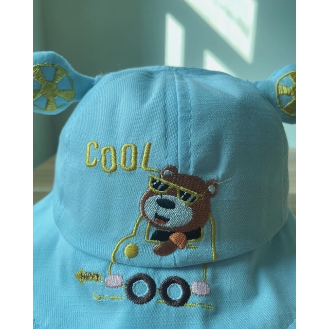 Mũ vành tròn cho bé trai bé gái thêu gấu cool dễ thương , phù hợp 3 tháng - 2 tuổi