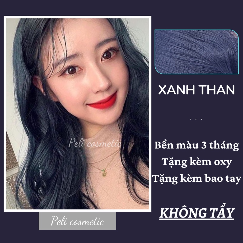 Thuốc nhuộm tóc . nhuộm tóc màu xanh dương than,