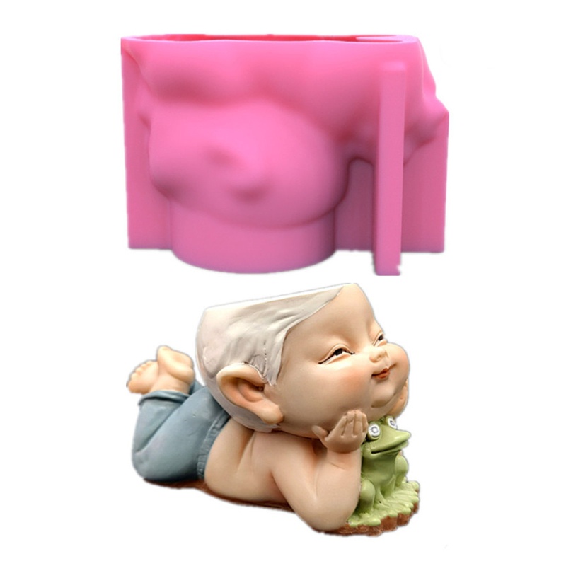 Khuôn Silicone Làm Chậu Cây Hình Chú Ếch / Chậu Hoa DIY