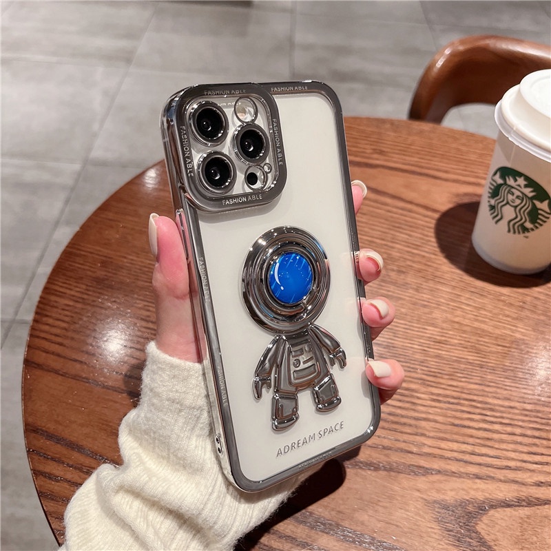 Ốp Điện Thoại Trong Suốt Chống Sốc Họa Tiết Phi Hành Gia 3D Cho iPhone 13 Pro MAX 12 11 Pro MAX XS XR X 7+ 8 Plus
