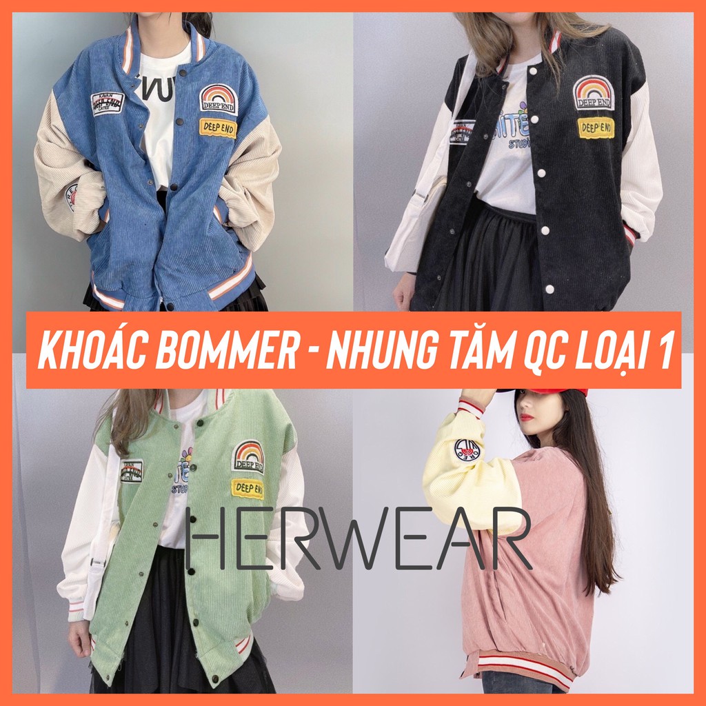 Áo Khoác Nhung Tăm, Áo Khoác Bomber UNISEX họa tiết cầu vồng.