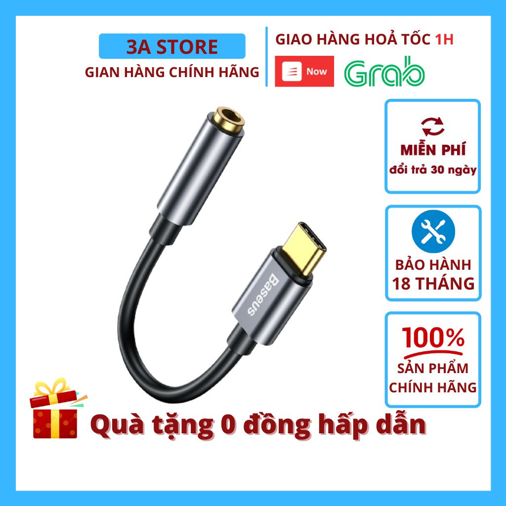 Bộ jack chuyển đổi tai nghe BASEUS type c ra jack 3.5mm - Mã L54 3astore