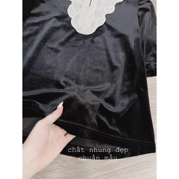 ÁO NHUNG PHỐI CỔ BÈO NGỌC