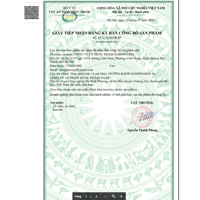 Bộ sản phẩm Dưỡng Khớp DANIPHARM (30 viên), kèm Xịt Giảm Đau Bách Phục Linh