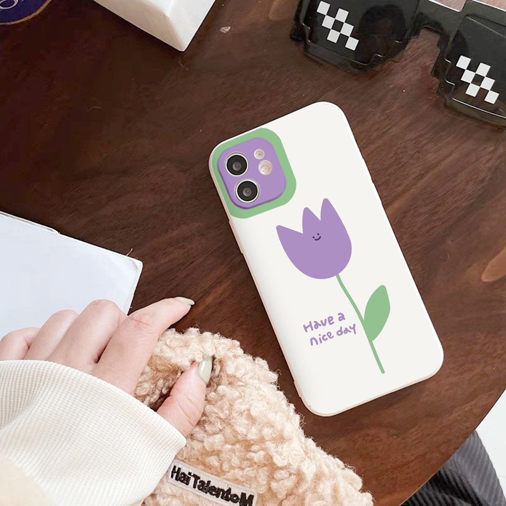 Ốp iphone - Ốp lưng iphone cạnh vuông viền camera Hoa mặt cười dành cho ip 6 đến 14promax - ng179