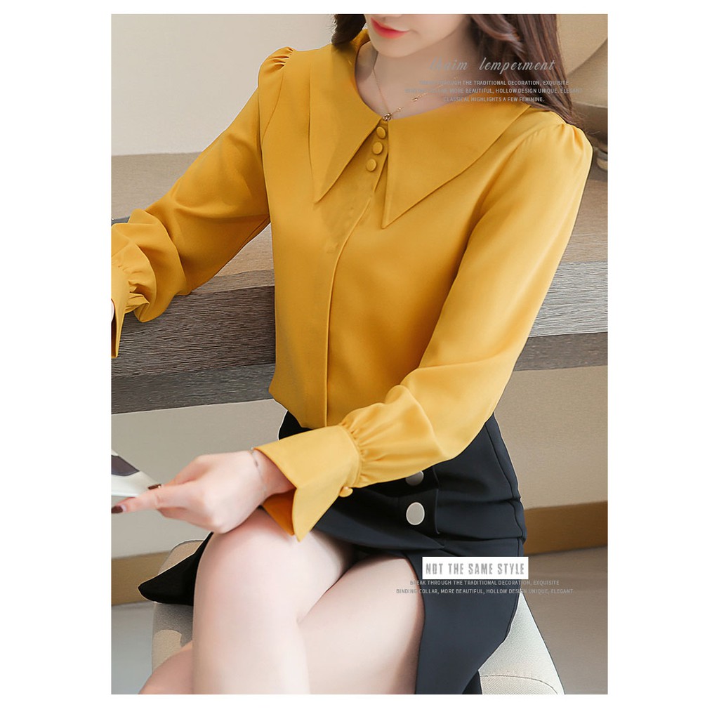 Áo sơ mi công sở ❣️FREESHIP❣️Áo Sơ Mi Cổ Sen 3 Nút - Hàng thiết kế chuẩn