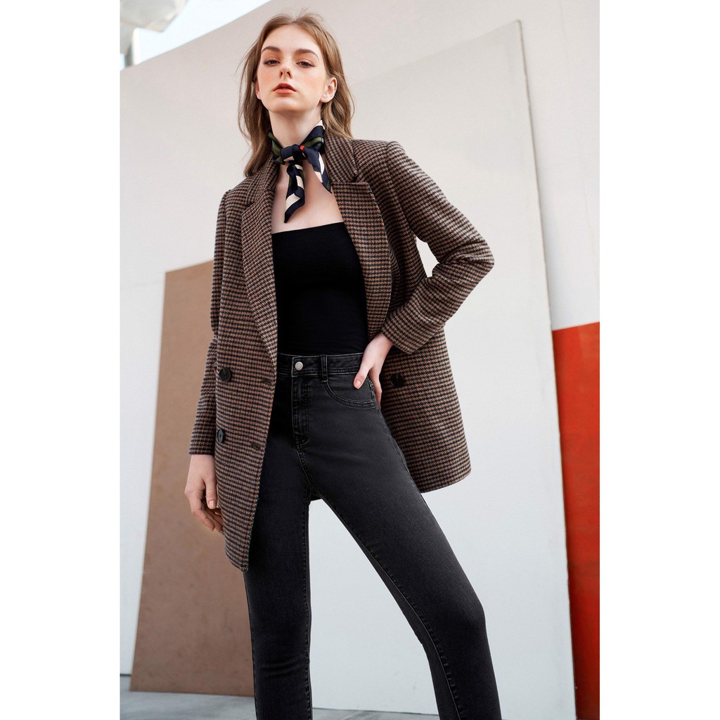 Áo khoác dạ dáng dài cổ 2 ve, họa tiết kẻ 1KH1021 ADORE DRESS | BigBuy360 - bigbuy360.vn