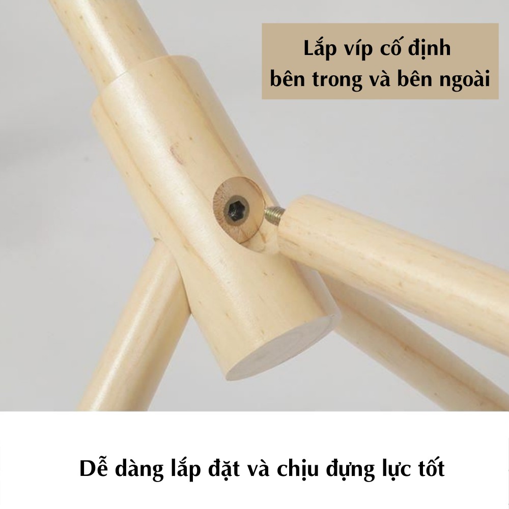 Cây treo quần áo , giá treo đồ đứng bằng gỗ thông phong cách Hàn Quốc TIME HOME