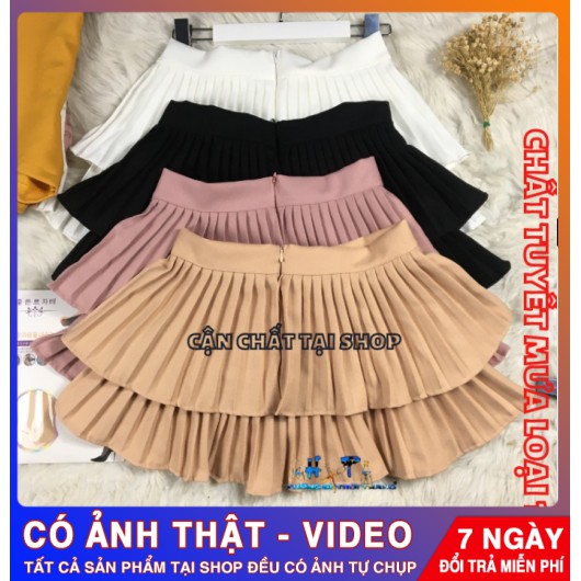 [HOT]chân váy xếp ly 2 tầng - 2 màu nâu và đen - chất vải xịn | BigBuy360 - bigbuy360.vn