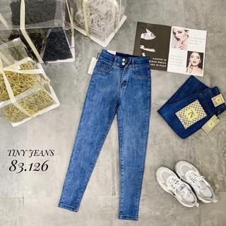 quần jeans ôm cạp cao 2 cúc co dãn