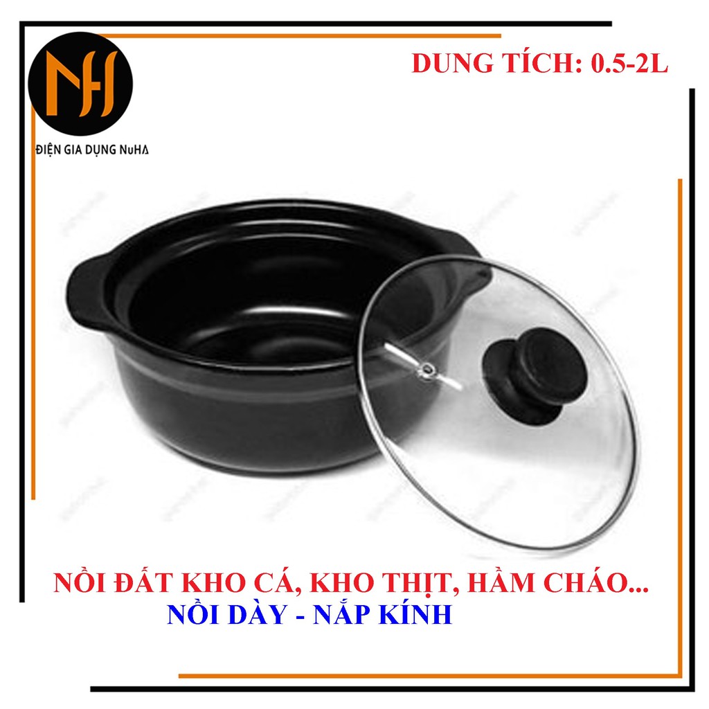 Nồi đất kho thịt cá, loại dày, nhiều dung tích chọn phân loại