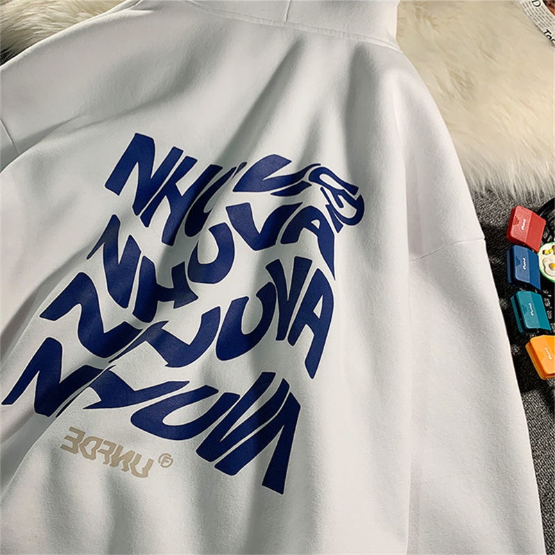 Áo khoác hoodie dáng rộng phong cách đường phố Hàn Quốc thời trang thu đông dành cho cặp đôi