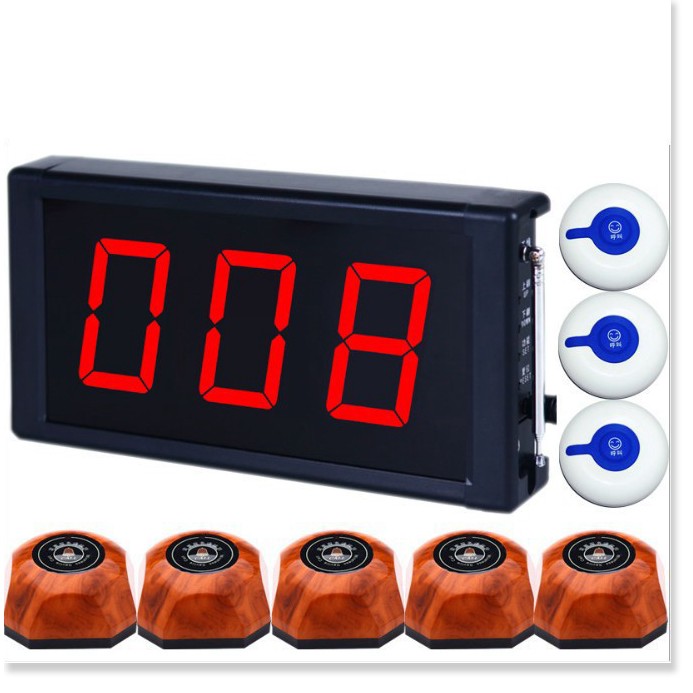 Chuông gọi phục vụ không dây từ xa cho kinh doanh nhà hàng quán ăn bộ 10 nút và màn hình ST-100