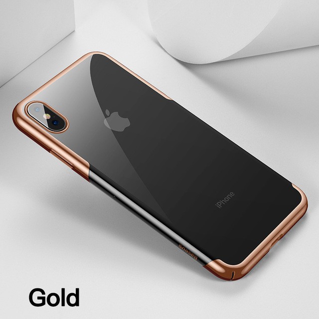 Ốp lưng iPhone X/ XS/ XS Max/ XR cứng trong suốt viền màu hiệu Baseus