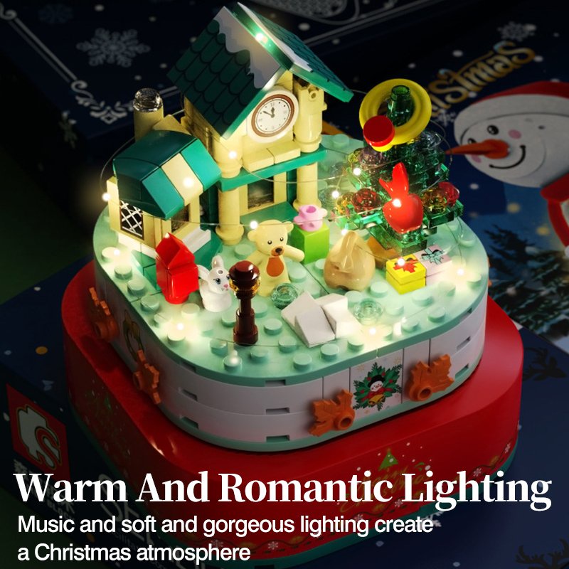Lắp ráp mô hình noel Christmas sembo 601162 hộp nhạc người tuyết mùa đông noel