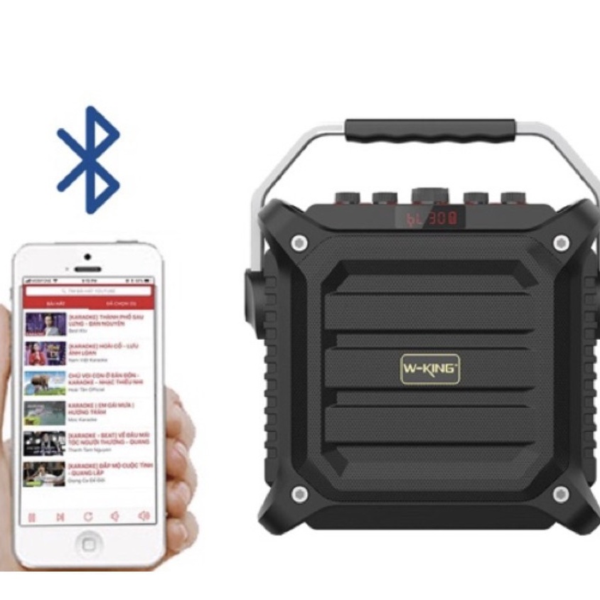Loa karaoke bluetooth W-King K3H 100W tặng kèm mic hát karaoke, Loa di động, Pin cực lâu công suất lớn 100W- BH 12 tháng