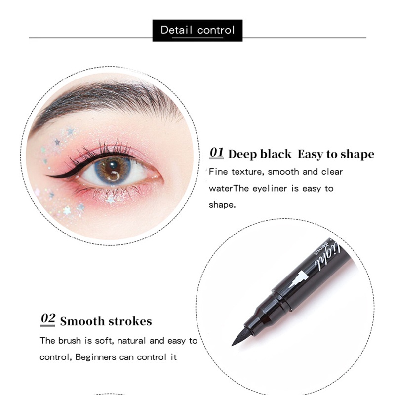 Bút Kẻ Mắt Nước Hai Đầu Màu Đen Trang Điểm Lâu Trôi Chống Nước Dành Cho Bạn Nữ