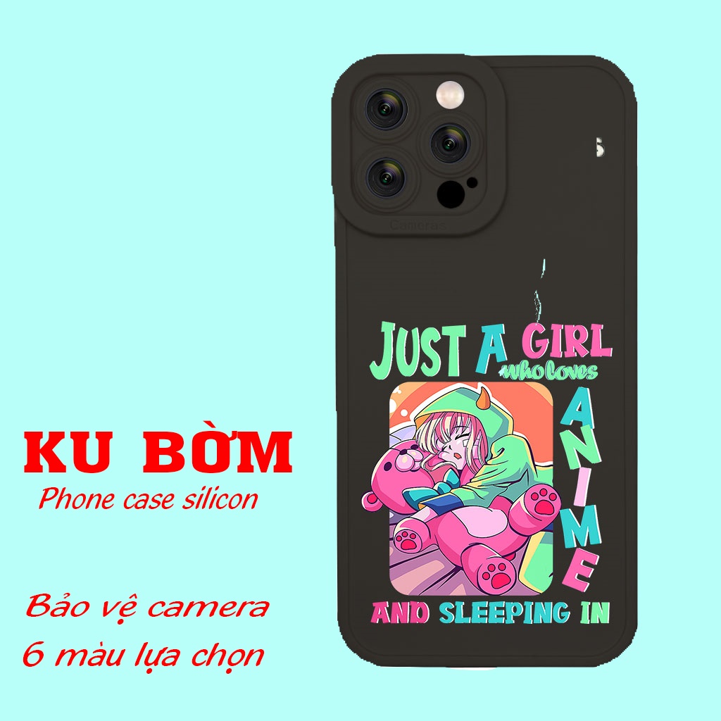 Ốp lưng con gái Ôm gấu bông ngủ cho Iphone 6 7 8 Plus 11 12 13 mini Pro Max X Xr HA-22ANI1101