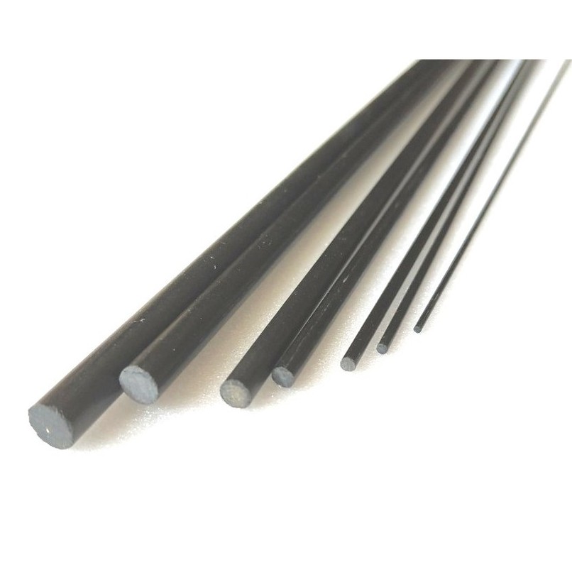 Que carbon, thanh carbon đặc ruột 1mm,1.5mm, 2mm, 3mm, 4mm, 5mm, 6mm (dài 1 mét) gia cố máy bay, làm diều...- Luân Air