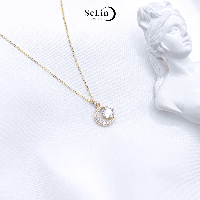 Dây chuyền bạc nữ 925 Moon and Sun đính đá cao cấp SELIN JEWELRY - 0007