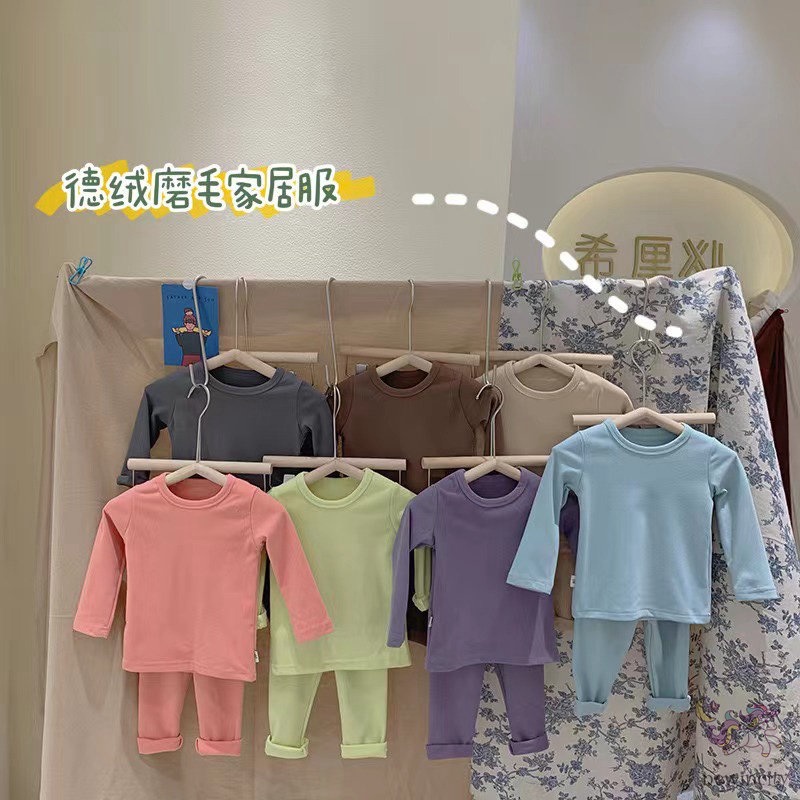 Bộ đồ ngủ gồm áo mềm và quần lưng cao phong cách Hàn Quốc cho bé gái