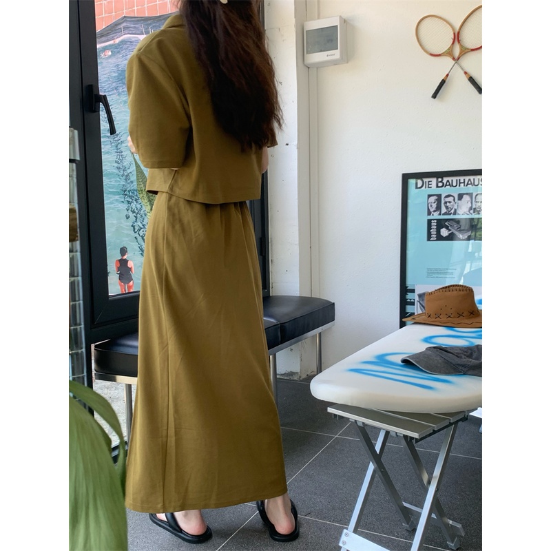 Bộ Áo Thun Ngắn Tay + Chân Váy Thời Trang retro Hong Kong Cho Nữ Mùa Hè 2022