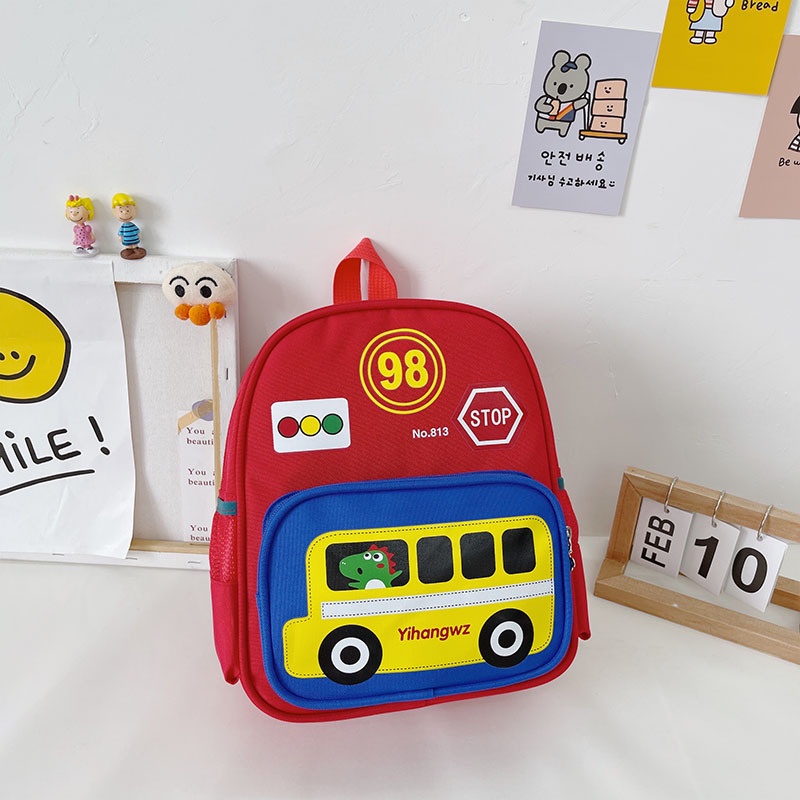Balo trẻ em, balo cho bé đi học mẫu giáo mầm non hình ô tô xinh xắn chất liệu cao cấp BinBoKids