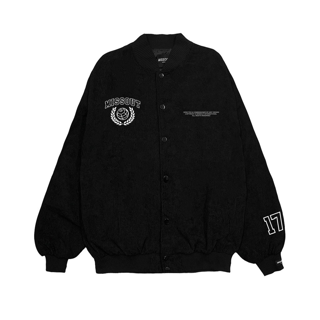 Áo khoác Bomber Missout TYPO for You form rộng vân nhung tăm